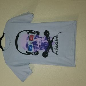 Grey skully Carbon T-shirt Fresh to Death with microphone Sz. mens S